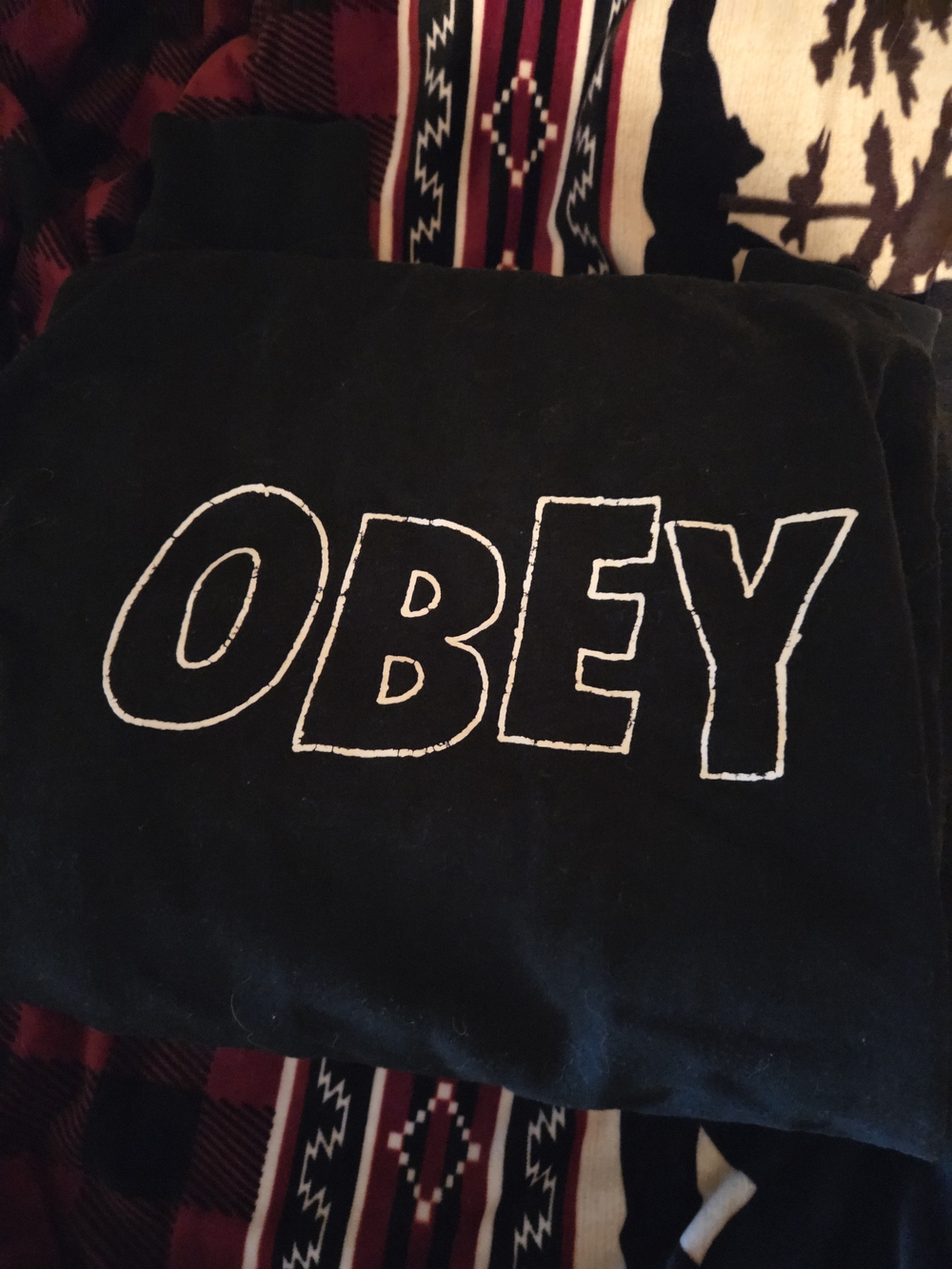 Obey Black Hoodie with White Label